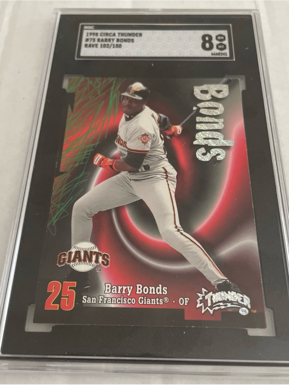 1998 Skybox Circa Thunder Barry Bonds #75 Rave 102/150 SGC 8
